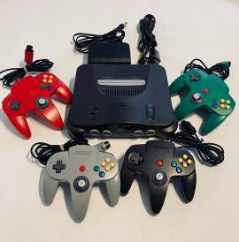 For sale Nintendo 64 console with 4 controls and cables, USD 150
