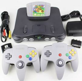 En venta Consola Nintendo 64 + Cables + 2 Mandos + Super Mario 64, USD 175