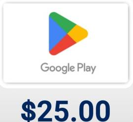 Gift card de 25 dolares de google play , USD 25