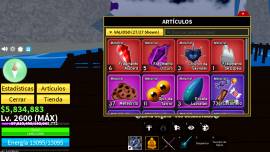 ¡Cuenta de Blox Fruits Nivel 2600 Max! Espadas, Frutas Perm, Razas V4!, USD 300.00