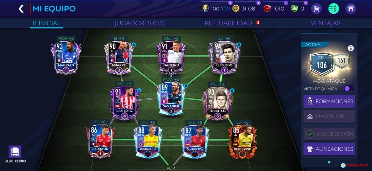 Sell fifa mobile 21 account with 164 grl and 444 chemistry and 20