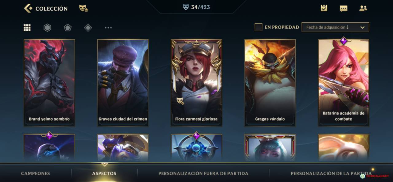 Cuenta Wild Rift nivel 55 - win rate 52.9% - 34 skins