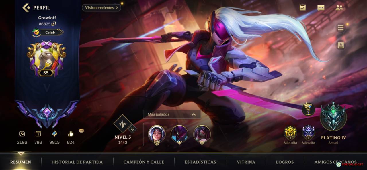 Cuenta Wild Rift nivel 55 - win rate 52.9% - 34 skins