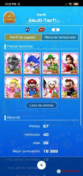 Vendo Cuenta de Nintendo Mario Kart Tour, USD 80.00