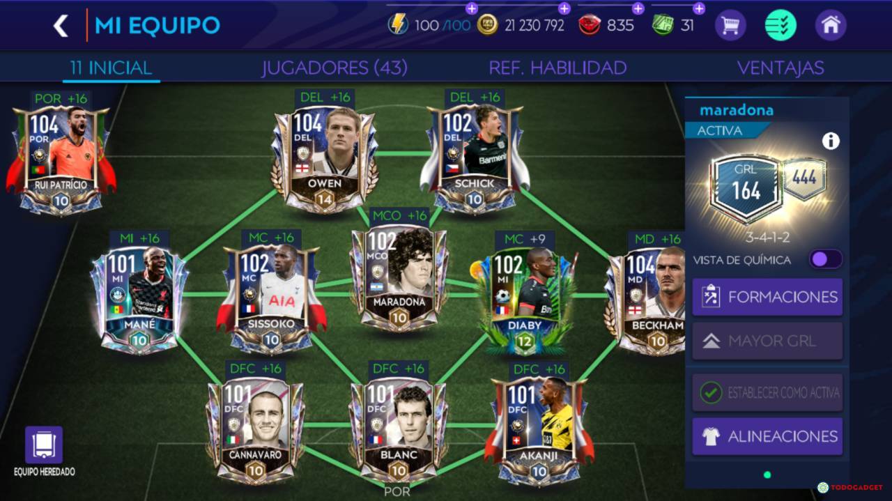 Sell fifa mobile 21 account with 164 grl and 444 chemistry and 20