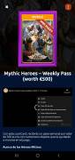 Vendo código Mythic Heroes weekly pass 500 euros, USD 10