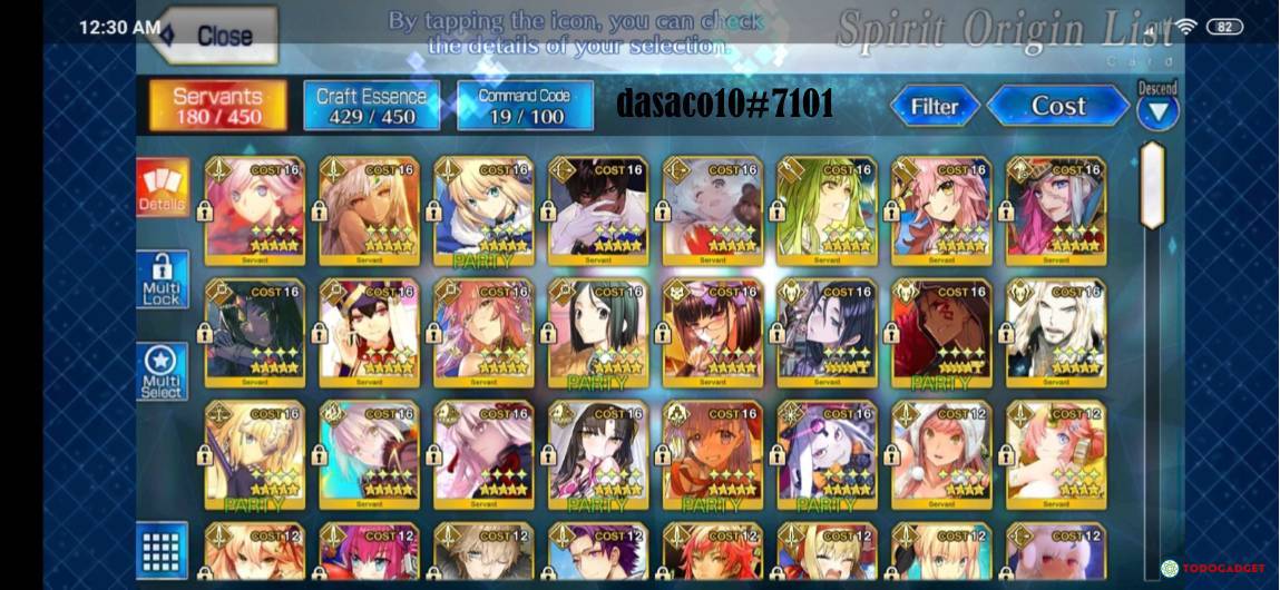 I sell a FATE GO NA server account, USD 140.00