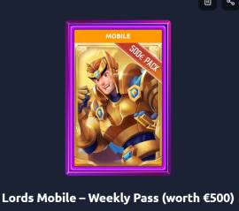 Lords Mobile – Weekly Pass (worth €500), € 100