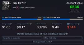 Vendo cuenta de Steam, USD 350