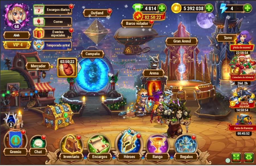 En venta cuenta de hero wars vip 4, 5000 gemas, USD 60.00