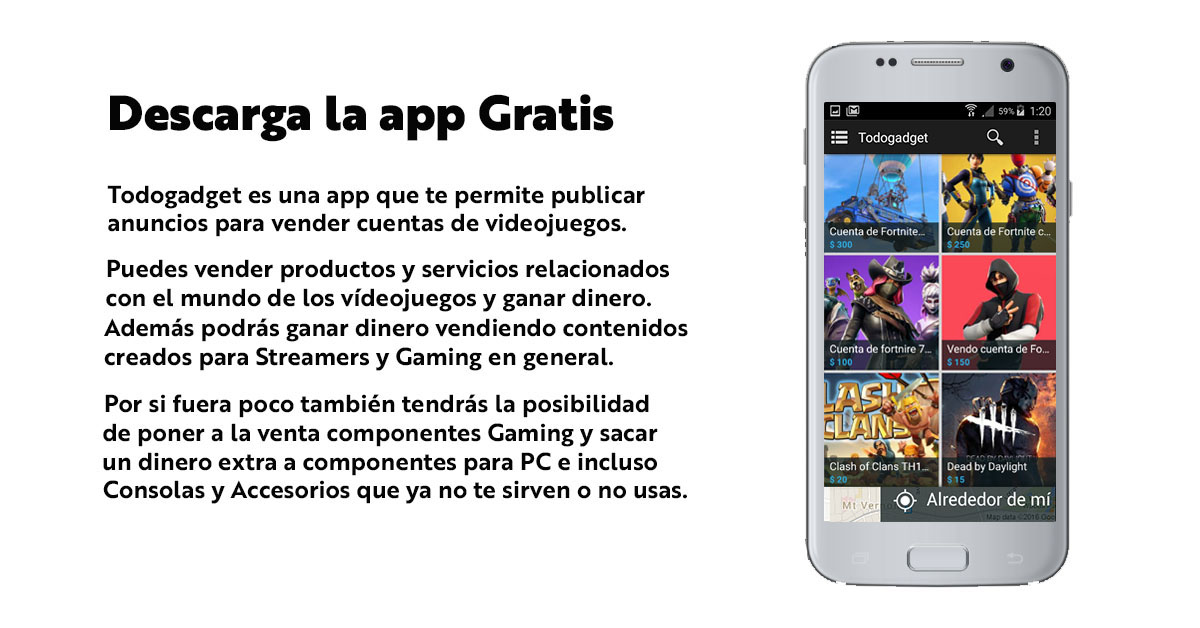 Vender cuentas de videojuegos con la app de Todogadget